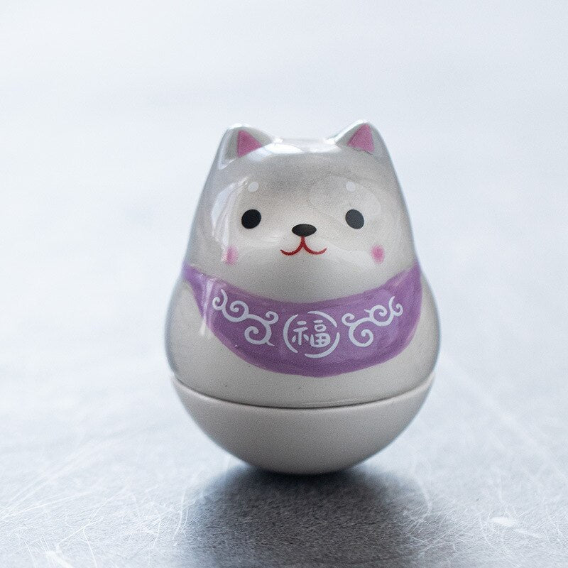 Japanese Ceramic Daruma Crafts Cartoon Lucky Cat Fortune Ornament Landscape Home Decor Accessories Gifts Living Room Decoration acacuss