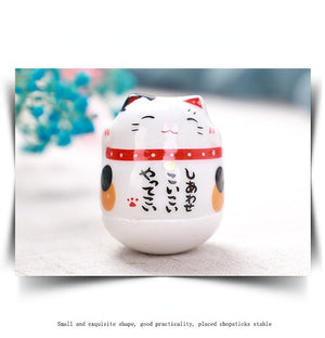Japanese Ceramic Daruma Crafts Cartoon Lucky Cat Fortune Ornament Landscape Home Decor Accessories Gifts Living Room Decoration acacuss