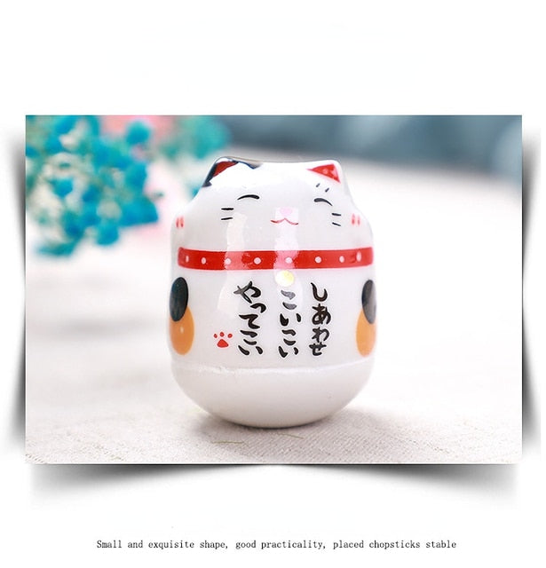 Japanese Ceramic Daruma Crafts Cartoon Lucky Cat Fortune Ornament Landscape Home Decor Accessories Gifts Living Room Decoration acacuss