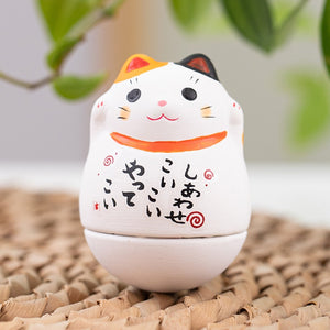 Japanese Ceramic Daruma Crafts Cartoon Lucky Cat Fortune Ornament Landscape Home Decor Accessories Gifts Living Room Decoration acacuss
