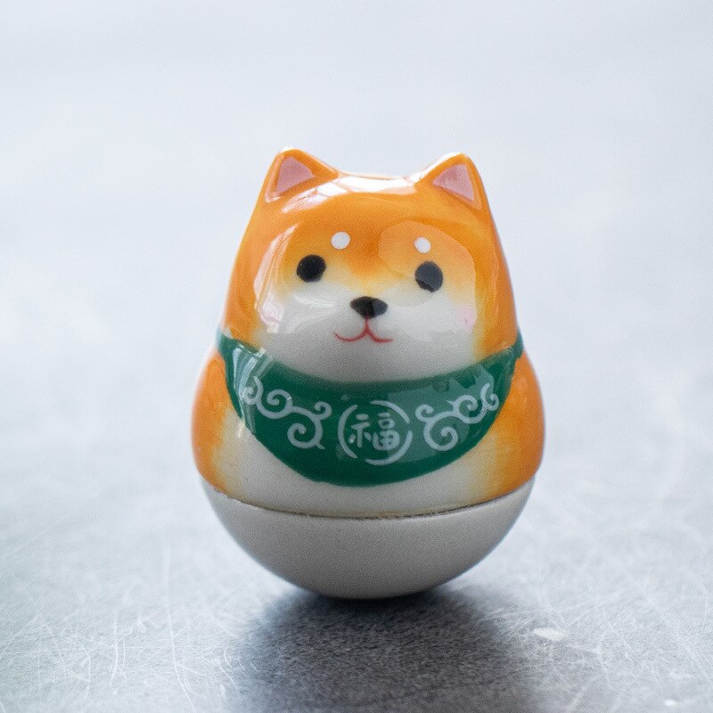 Japanese Ceramic Daruma Crafts Cartoon Lucky Cat Fortune Ornament Landscape Home Decor Accessories Gifts Living Room Decoration acacuss