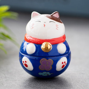 Japanese Ceramic Daruma Crafts Cartoon Lucky Cat Fortune Ornament Landscape Home Decor Accessories Gifts Living Room Decoration acacuss