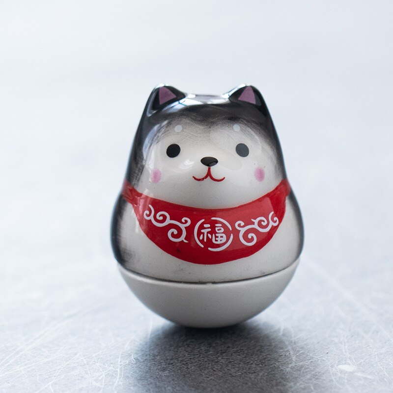 Japanese Ceramic Daruma Crafts Cartoon Lucky Cat Fortune Ornament Landscape Home Decor Accessories Gifts Living Room Decoration acacuss