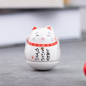 Japanese Ceramic Daruma Crafts Cartoon Lucky Cat Fortune Ornament Landscape Home Decor Accessories Gifts Living Room Decoration acacuss
