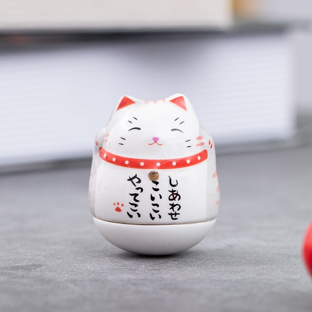 Japanese Ceramic Daruma Crafts Cartoon Lucky Cat Fortune Ornament Landscape Home Decor Accessories Gifts Living Room Decoration acacuss
