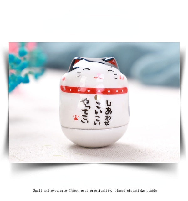Japanese Ceramic Daruma Crafts Cartoon Lucky Cat Fortune Ornament Landscape Home Decor Accessories Gifts Living Room Decoration acacuss
