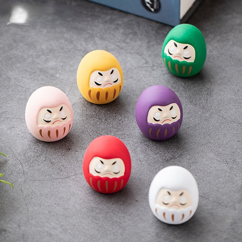 Japanese Ceramic Daruma Doll Crafts Lucky Charm Fortune Ornament Landscape Home Decor Miniature Accessories Gifts Desk acacuss