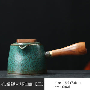 Japanese Ceramics Tea Pot Retro Kiln Alteration Solid Wood Handle Filter Teapot Household Porcelain Beauty Kettle Tea Set acacuss