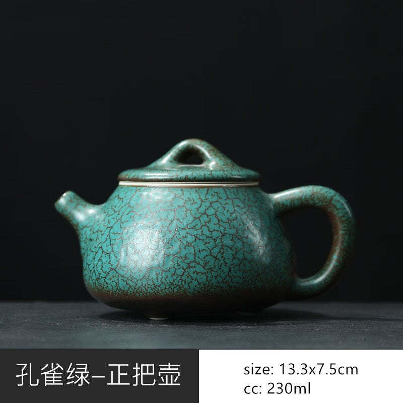 Japanese Ceramics Tea Pot Retro Kiln Alteration Solid Wood Handle Filter Teapot Household Porcelain Beauty Kettle Tea Set acacuss
