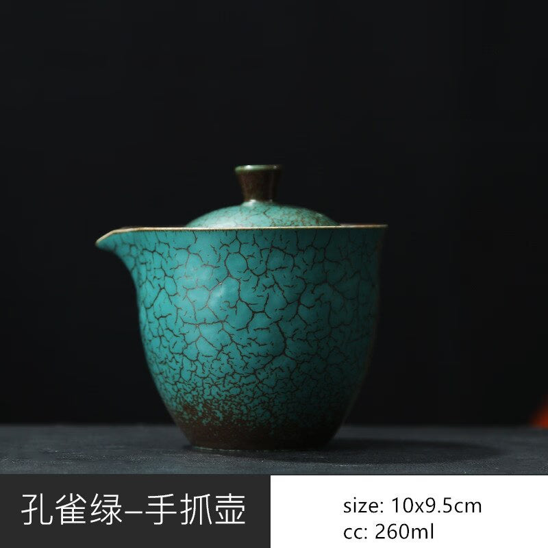 Japanese Ceramics Tea Pot Retro Kiln Alteration Solid Wood Handle Filter Teapot Household Porcelain Beauty Kettle Tea Set acacuss