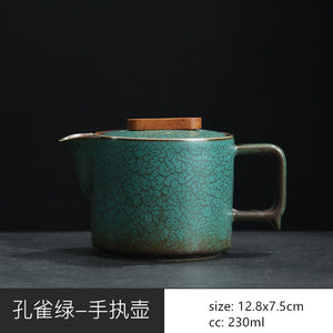 Japanese Ceramics Tea Pot Retro Kiln Alteration Solid Wood Handle Filter Teapot Household Porcelain Beauty Kettle Tea Set acacuss