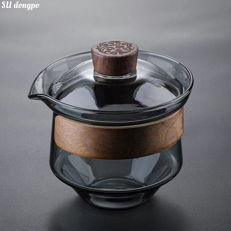 Japanese Glass Gaiwan Tea Tureen Single Heat-resistant and Scald Proof Sancai Cup Tea Set Kung Fu Tea Cup and Bowl acacuss