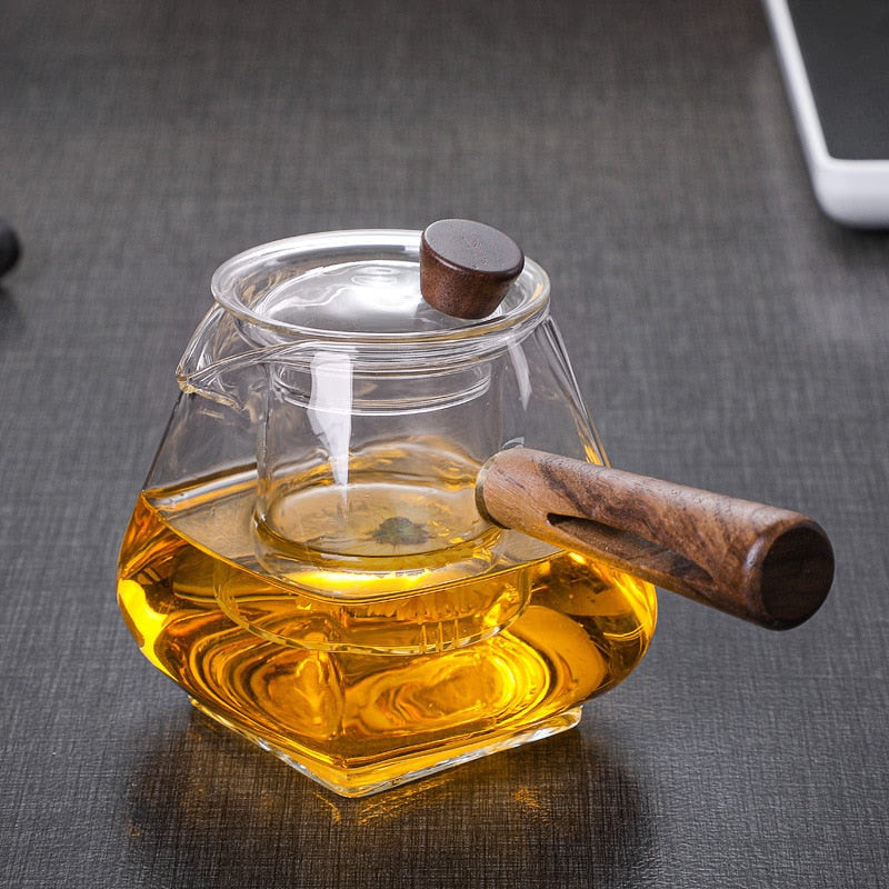 Japanese Glass Teapot Wooden Handle Boil Teapot Electric Ceramic Oven Tea Maker High-end Tea Set Heat-resistant Teapot 700ml acacuss