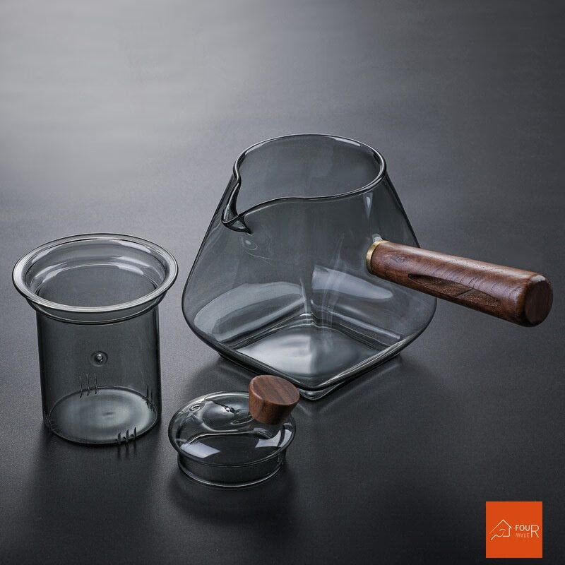 Japanese Glass Teapot Wooden Handle Boil Teapot Electric Ceramic Oven Tea Maker High-end Tea Set Heat-resistant Teapot 700ml acacuss