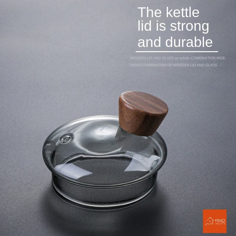 Japanese Glass Teapot Wooden Handle Boil Teapot Electric Ceramic Oven Tea Maker High-end Tea Set Heat-resistant Teapot 700ml acacuss