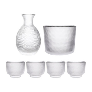 Japanese Hammer Pattern Glass Wine Set Sake Pot Set Cocktail Cup Heat-resistant Scalding Wine Pot Wine Dispenser acacuss