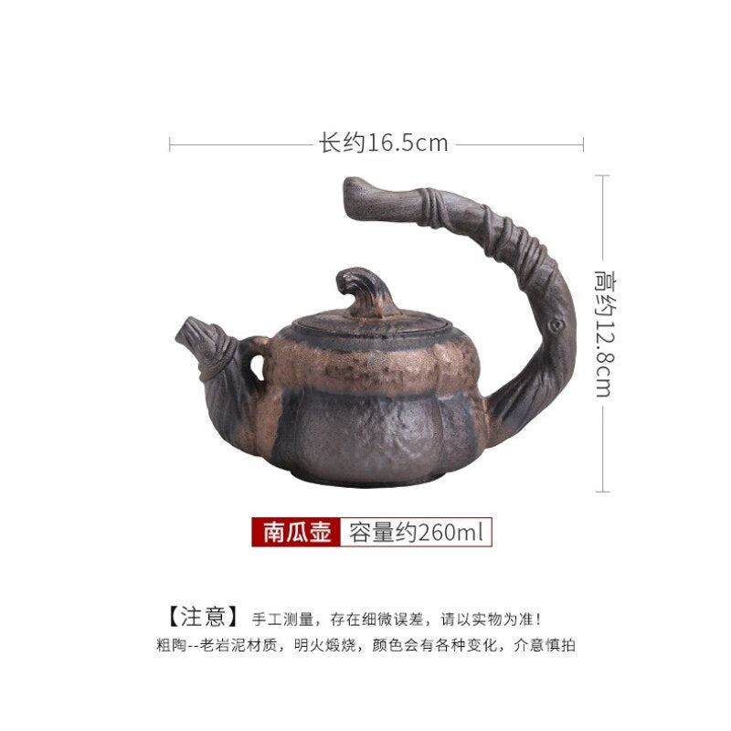Japanese Handmade Stoneware Teapot Tea Pot Gilt Pumpkin Lifting Beam Pot Candle Warm Teapot Set Infuser Teaware Kitchen Dining acacuss