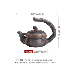 Japanese Handmade Stoneware Teapot Tea Pot Gilt Pumpkin Lifting Beam Pot Candle Warm Teapot Set Infuser Teaware Kitchen Dining acacuss