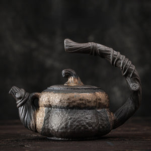 Japanese Handmade Stoneware Teapot Tea Pot Gilt Pumpkin Lifting Beam Pot Candle Warm Teapot Set Infuser Teaware Kitchen Dining acacuss