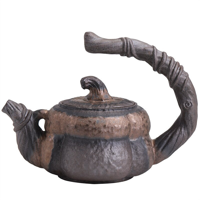 Japanese Handmade Stoneware Teapot Tea Pot Gilt Pumpkin Lifting Beam Pot Candle Warm Teapot Set Infuser Teaware Kitchen Dining acacuss