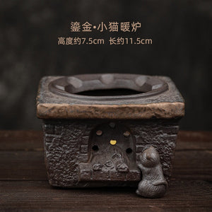 Japanese Handmade Stoneware Teapot Tea Pot Gilt Pumpkin Lifting Beam Pot Candle Warm Teapot Set Infuser Teaware Kitchen Dining acacuss