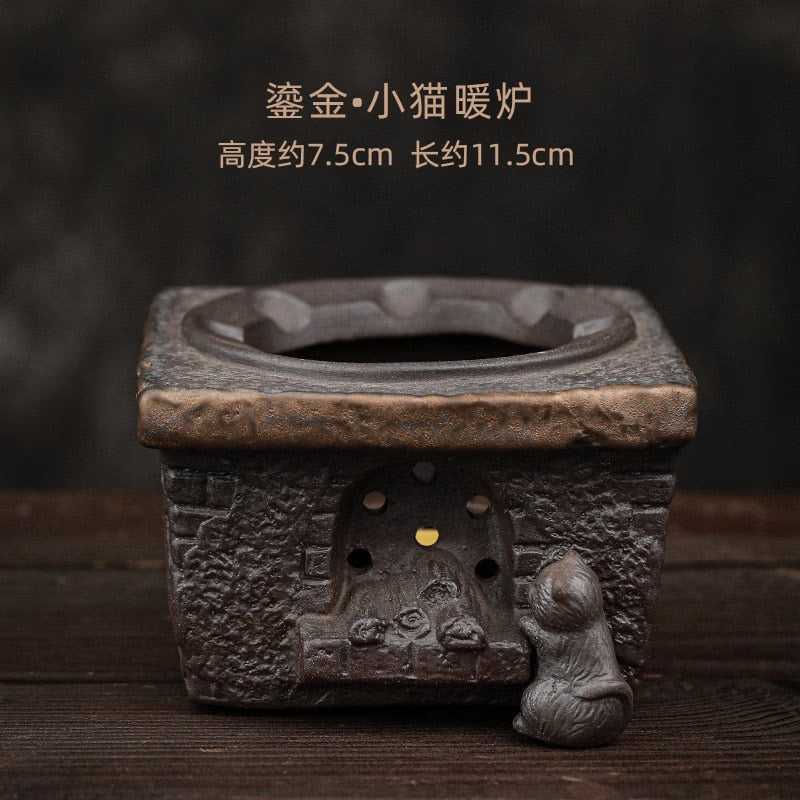 Japanese Handmade Stoneware Teapot Tea Pot Gilt Pumpkin Lifting Beam Pot Candle Warm Teapot Set Infuser Teaware Kitchen Dining acacuss