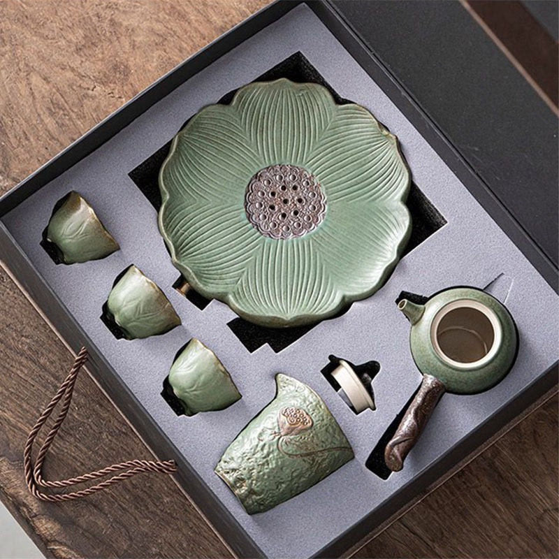 Japanese Kung Fu Tea Set Home Ceramic Teacup Teapot Rough Pottery Simple Portable Travel Tea Set Tea Pot and Cup Set acacuss