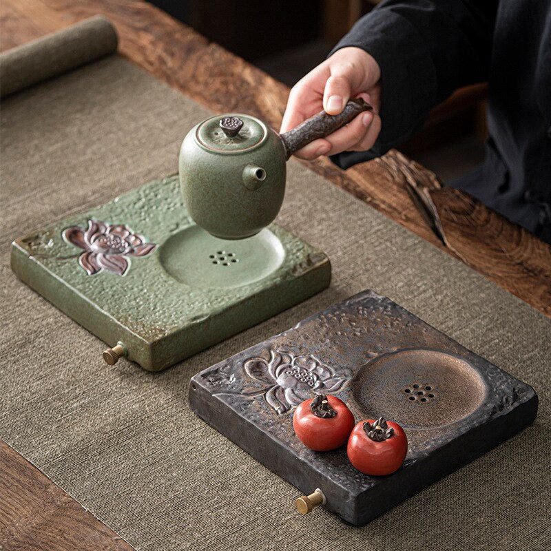 Japanese Kung Fu Tea Set Home Ceramic Teacup Teapot Rough Pottery Simple Portable Travel Tea Set Tea Pot and Cup Set acacuss