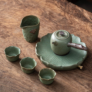 Japanese Kung Fu Tea Set Home Ceramic Teacup Teapot Rough Pottery Simple Portable Travel Tea Set Tea Pot and Cup Set acacuss