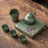 Japanese Kung Fu Tea Set Home Ceramic Teacup Teapot Rough Pottery Simple Portable Travel Tea Set Tea Pot and Cup Set acacuss