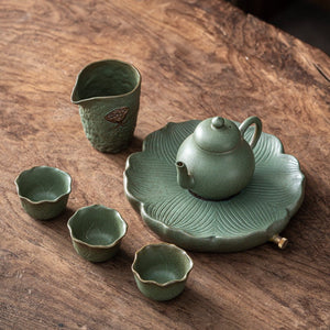 Japanese Kung Fu Tea Set Home Ceramic Teacup Teapot Rough Pottery Simple Portable Travel Tea Set Tea Pot and Cup Set acacuss
