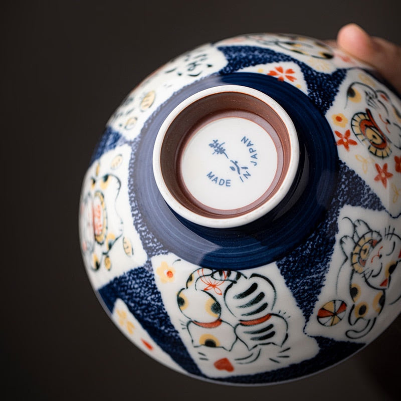 Japanese Lovely Cat Ceramic Matcha Bowl with Bamboo Whisk and Chasen Holder acacuss