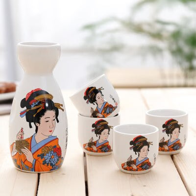 Japanese Sake Pot Set Fruit Wine Mug Sake Cup Household Baijiu Wine Mug Ceramic Sake Wine Set acacuss