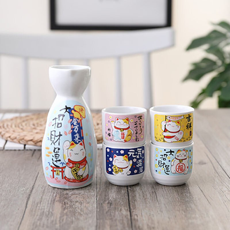 Japanese Sake Pot Set Fruit Wine Mug Sake Cup Household Baijiu Wine Mug Ceramic Sake Wine Set acacuss