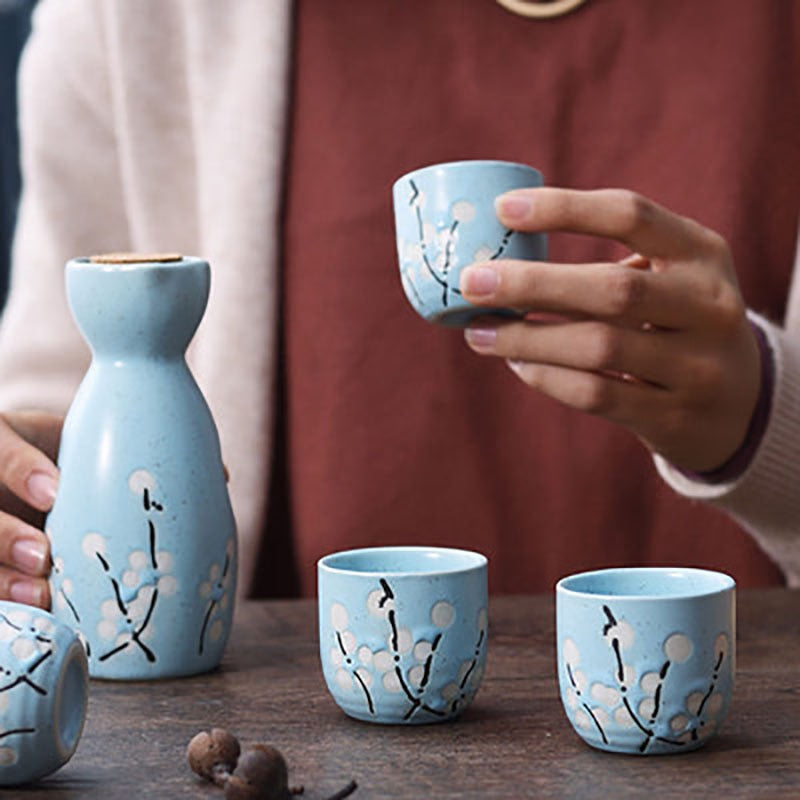 Japanese Sake Pot Set Fruit Wine Mug Sake Cup Household Baijiu Wine Mug Ceramic Sake Wine Set acacuss