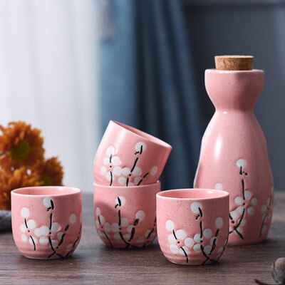 Japanese Sake Pot Set Fruit Wine Mug Sake Cup Household Baijiu Wine Mug Ceramic Sake Wine Set acacuss