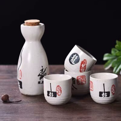 Japanese Sake Pot Set Fruit Wine Mug Sake Cup Household Baijiu Wine Mug Ceramic Sake Wine Set acacuss