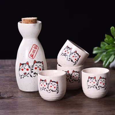 Japanese Sake Pot Set Fruit Wine Mug Sake Cup Household Baijiu Wine Mug Ceramic Sake Wine Set acacuss