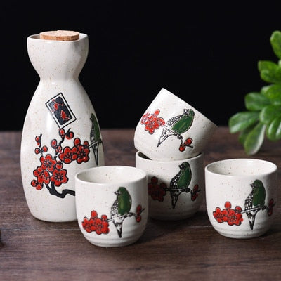Japanese Sake Pot Set Fruit Wine Mug Sake Cup Household Baijiu Wine Mug Ceramic Sake Wine Set acacuss