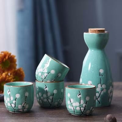 Japanese Sake Pot Set Fruit Wine Mug Sake Cup Household Baijiu Wine Mug Ceramic Sake Wine Set acacuss