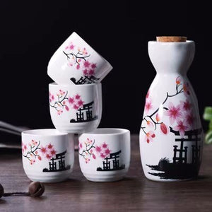 Japanese Sake Pot Set Fruit Wine Mug Sake Cup Household Baijiu Wine Mug Ceramic Sake Wine Set acacuss