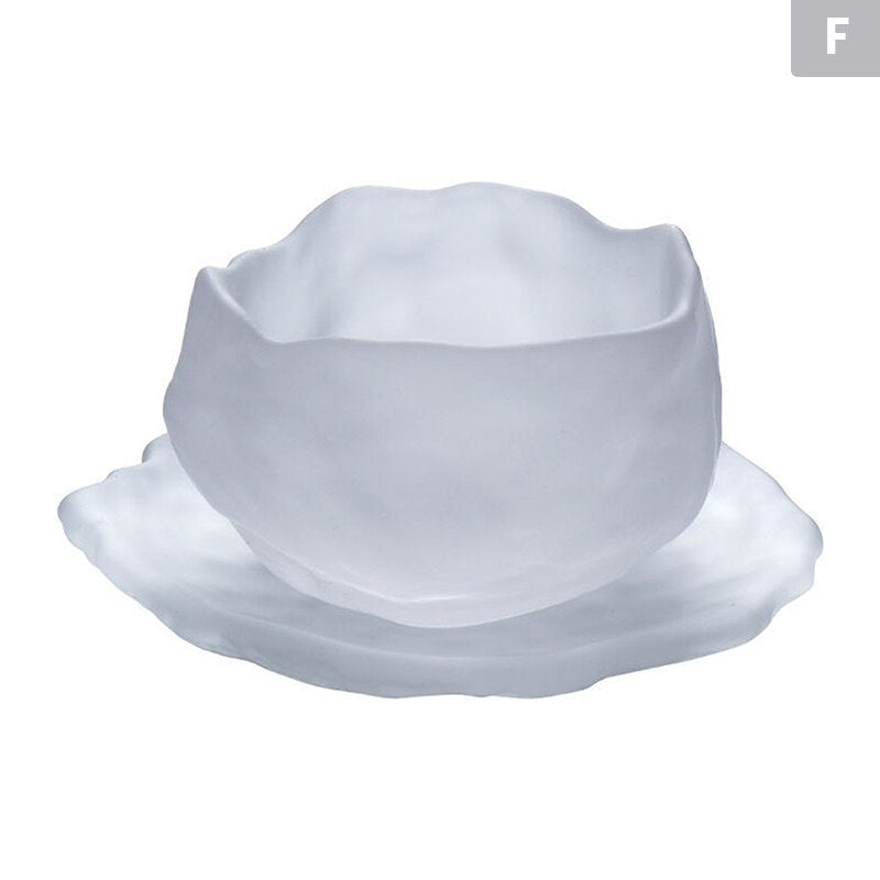 Japanese Style Glass Cup Tasting Transparent/Frozen Tea Cups White Wine Cup Kongfu Master Teacup Tea Cup And Tea Mat 2 Style acacuss