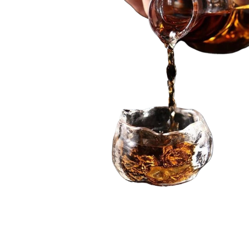 Japanese Style Glass Cup Tasting Transparent/Frozen Tea Cups White Wine Cup Kongfu Master Teacup Tea Cup And Tea Mat 2 Style acacuss