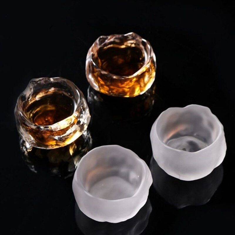 Japanese Style Glass Cup Tasting Transparent/Frozen Tea Cups White Wine Cup Kongfu Master Teacup Tea Cup And Tea Mat 2 Style acacuss