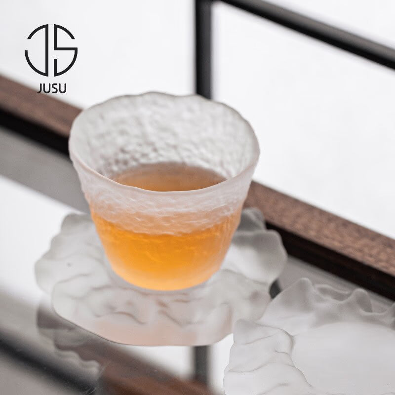Japanese Style Glaze Teacup and Saucer Set Glass Tea Cup Kung Fu Creative Crystal Coffee Mug Espresso Cups Luxury Sake Cup Gift acacuss