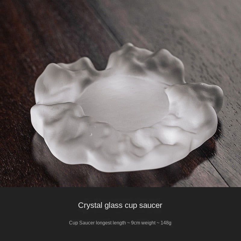 Japanese Style Glaze Teacup and Saucer Set Glass Tea Cup Kung Fu Creative Crystal Coffee Mug Espresso Cups Luxury Sake Cup Gift acacuss