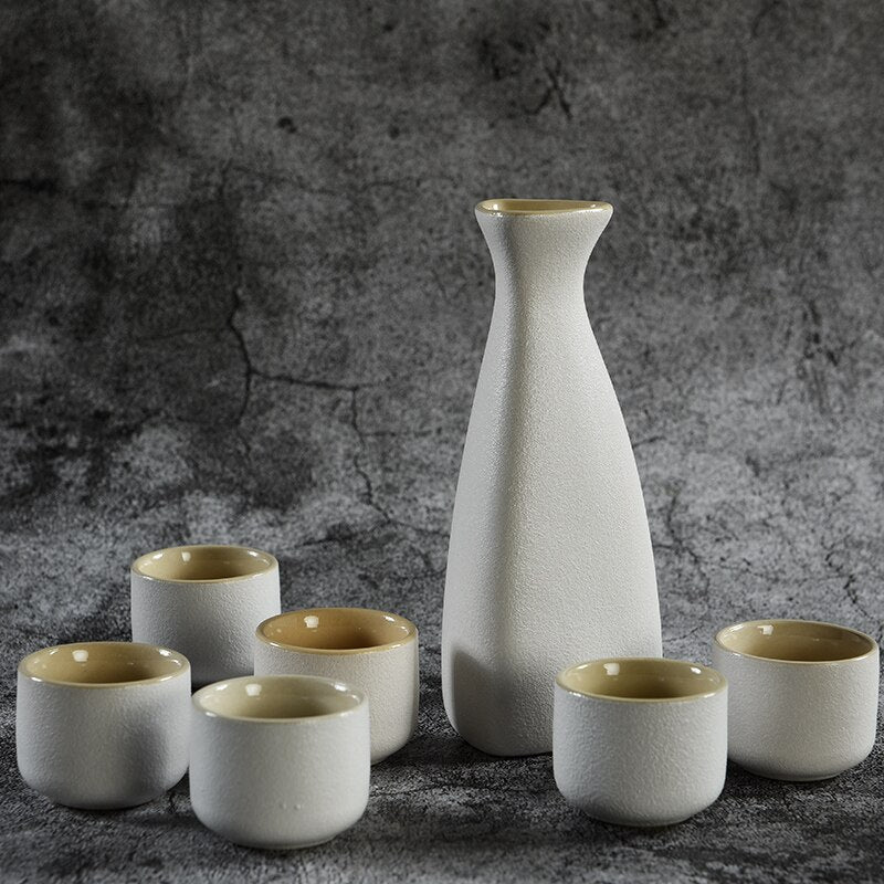 Japanese Style Hip Flasks Vintage Ceramic Sake Pot Cups Set Home Kitchen Office Flagon Liquor Cup acacuss