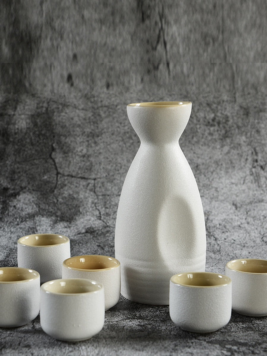Japanese Style Hip Flasks Vintage Ceramic Sake Pot Cups Set Home Kitchen Office Flagon Liquor Cup acacuss