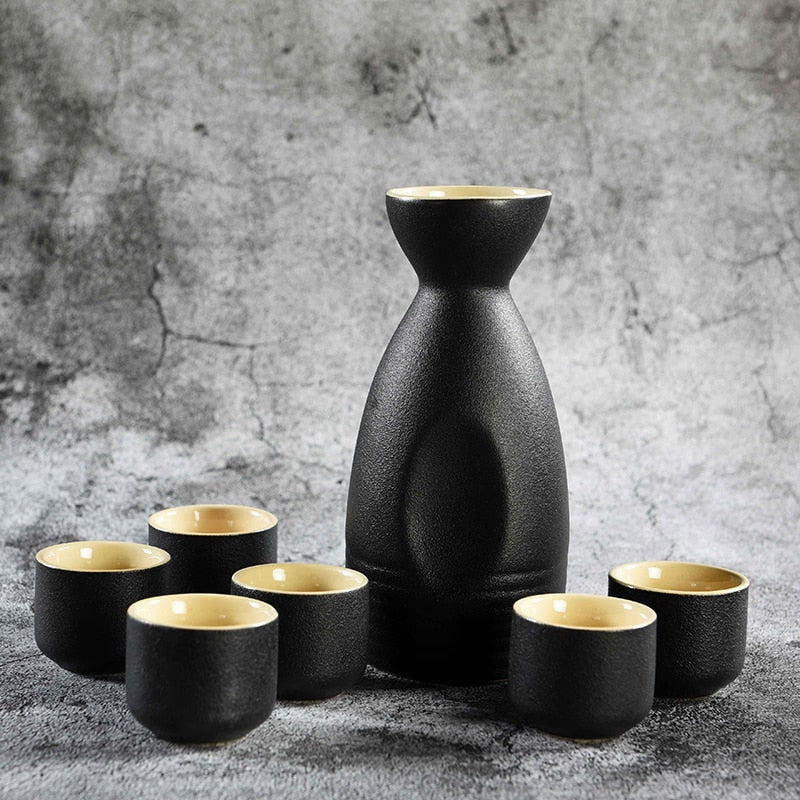 Japanese Style Hip Flasks Vintage Ceramic Sake Pot Cups Set Home Kitchen Office Flagon Liquor Cup acacuss