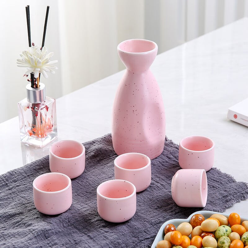 Japanese Style Hip Flasks Vintage Ceramic Sake Pot Cups Set Home Kitchen Office Flagon Liquor Cup acacuss